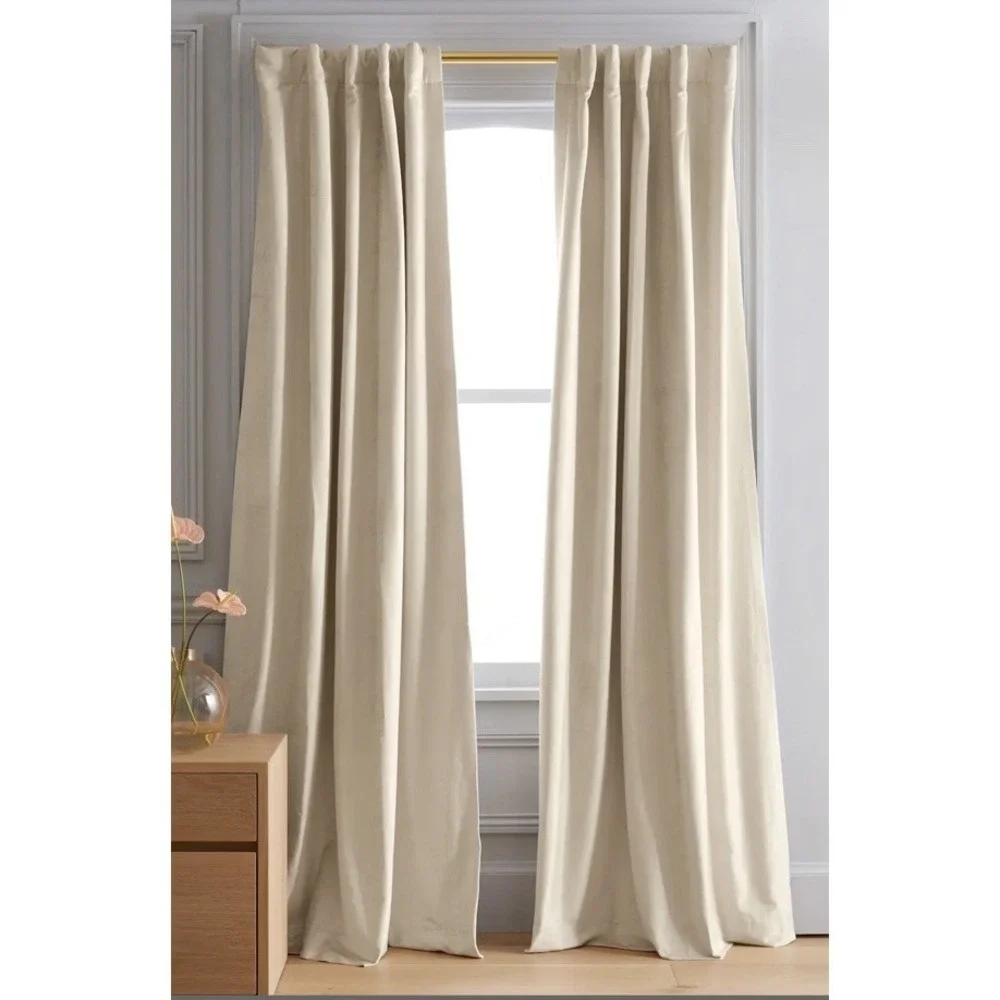 NWOT! Quince Luster Velvet Champagne Blackout Curtain, 48